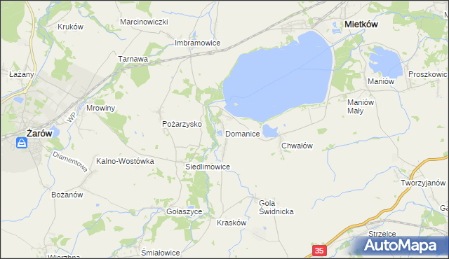 mapa Domanice gmina Mietków, Domanice gmina Mietków na mapie Targeo