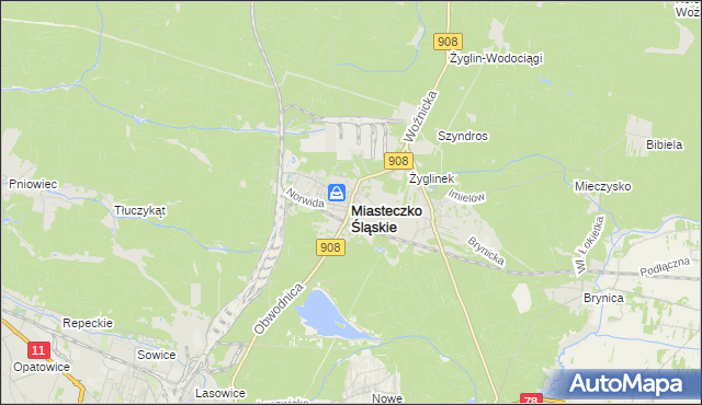 mapa Miasteczko Śląskie, Miasteczko Śląskie na mapie Targeo
