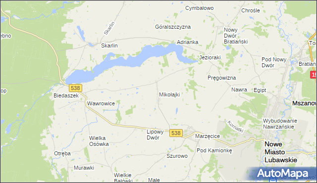 mapa Mikołajki gmina Kurzętnik, Mikołajki gmina Kurzętnik na mapie Targeo