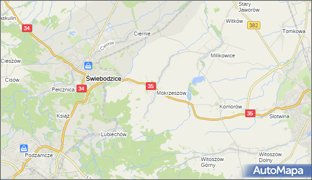 mapa Mokrzeszów, Mokrzeszów na mapie Targeo