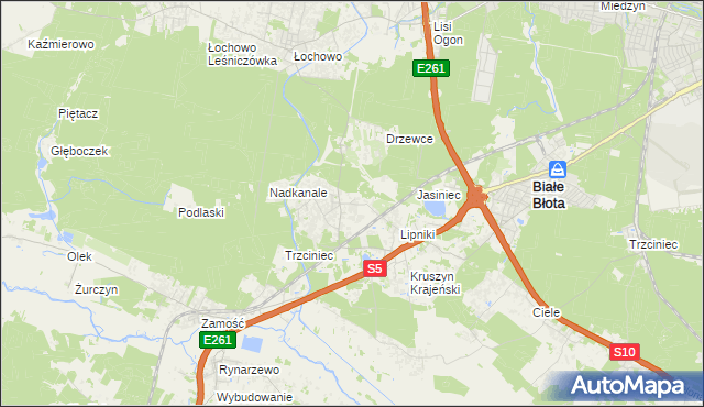 mapa Murowaniec gmina Białe Błota, Murowaniec gmina Białe Błota na mapie Targeo