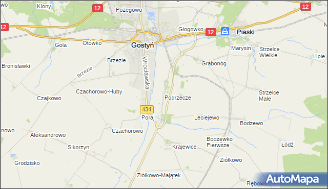 mapa Podrzecze gmina Piaski, Podrzecze gmina Piaski na mapie Targeo