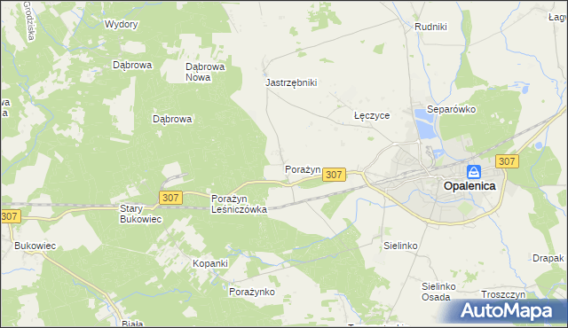 mapa Porażyn, Porażyn na mapie Targeo