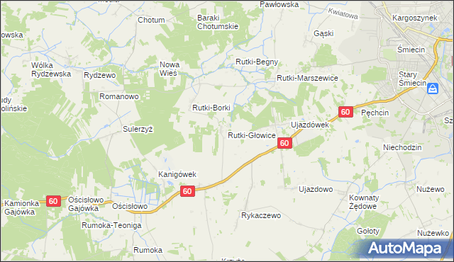 mapa Rutki-Głowice, Rutki-Głowice na mapie Targeo