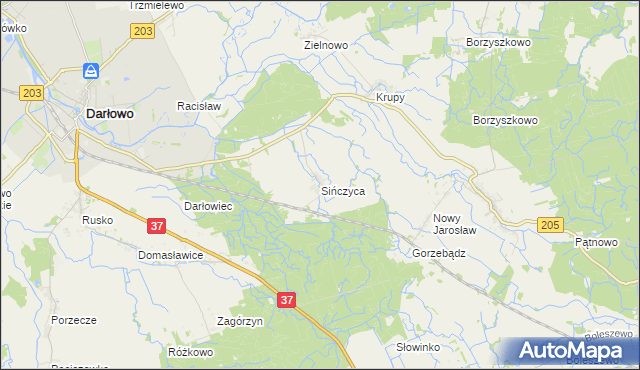 mapa Sińczyca, Sińczyca na mapie Targeo