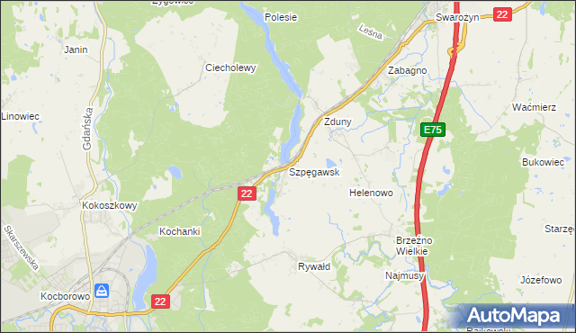 mapa Szpęgawsk, Szpęgawsk na mapie Targeo