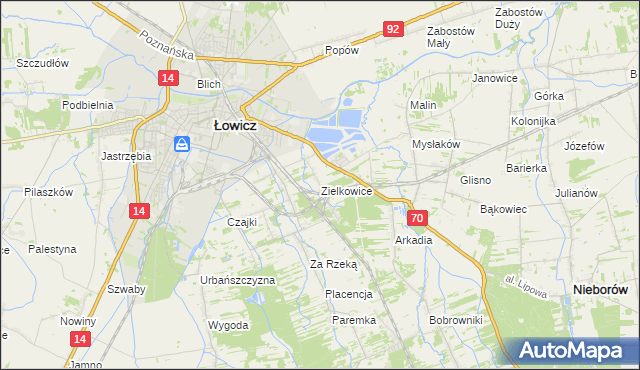 mapa Zielkowice, Zielkowice na mapie Targeo