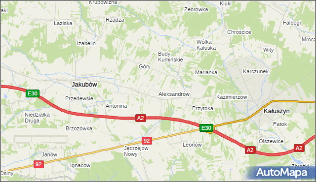 mapa Aleksandrów gmina Jakubów, Aleksandrów gmina Jakubów na mapie Targeo