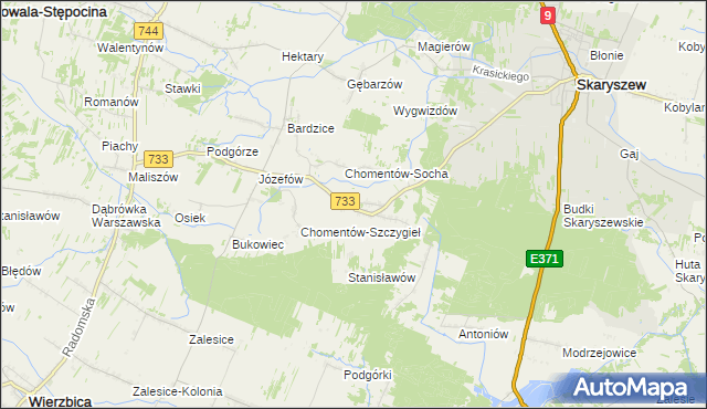 mapa Chomentów-Puszcz, Chomentów-Puszcz na mapie Targeo