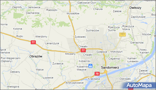 mapa Chwałki gmina Obrazów, Chwałki gmina Obrazów na mapie Targeo