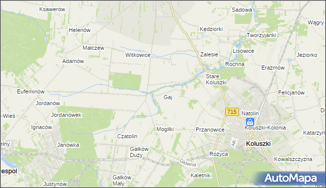 mapa Gaj gmina Brzeziny, Gaj gmina Brzeziny na mapie Targeo