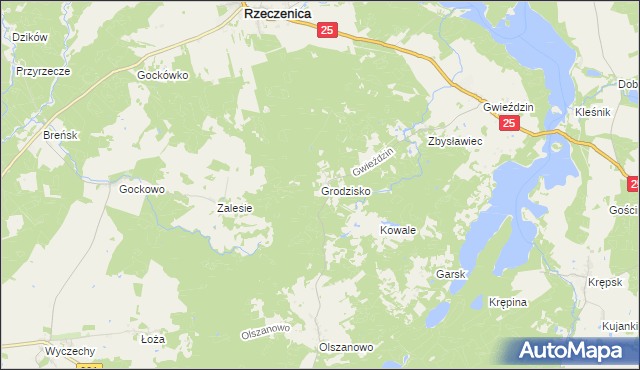 mapa Grodzisko gmina Rzeczenica, Grodzisko gmina Rzeczenica na mapie Targeo