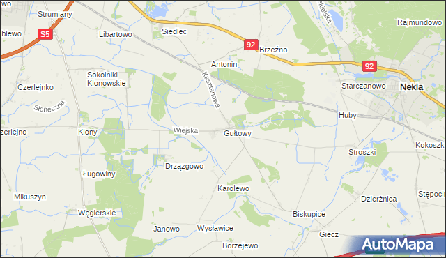 mapa Gułtowy, Gułtowy na mapie Targeo