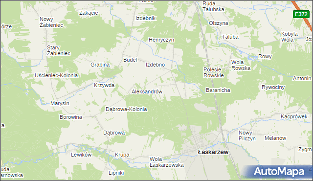 mapa Izdebno-Kolonia gmina Łaskarzew, Izdebno-Kolonia gmina Łaskarzew na mapie Targeo