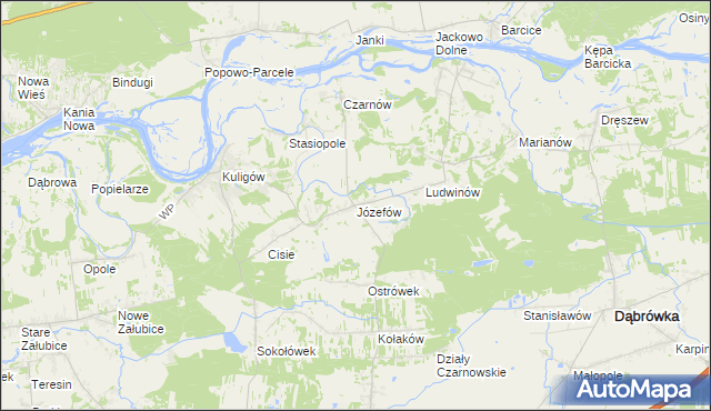 mapa Józefów gmina Dąbrówka, Józefów gmina Dąbrówka na mapie Targeo