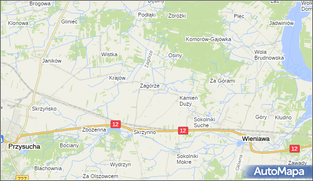 mapa Komorów gmina Wieniawa, Komorów gmina Wieniawa na mapie Targeo