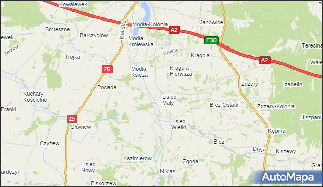 mapa Lisiec Mały, Lisiec Mały na mapie Targeo