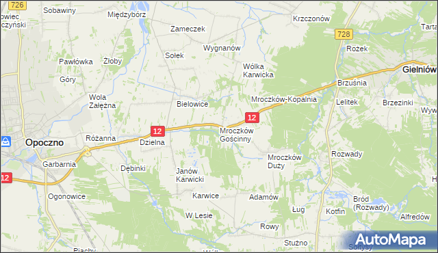 mapa Mroczków Gościnny, Mroczków Gościnny na mapie Targeo
