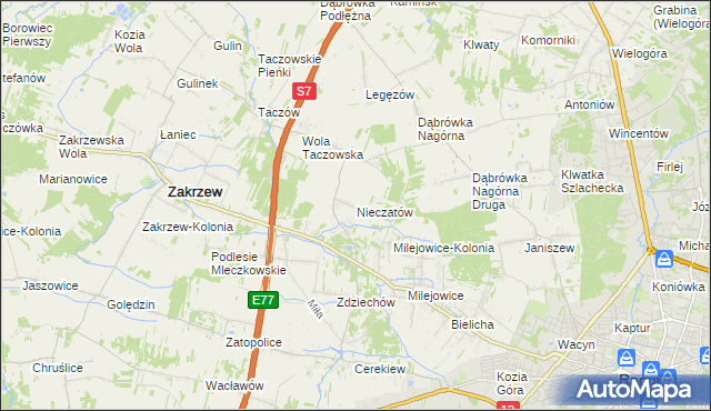 mapa Nieczatów, Nieczatów na mapie Targeo