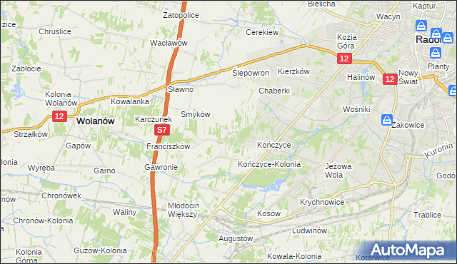 mapa Podkończyce, Podkończyce na mapie Targeo