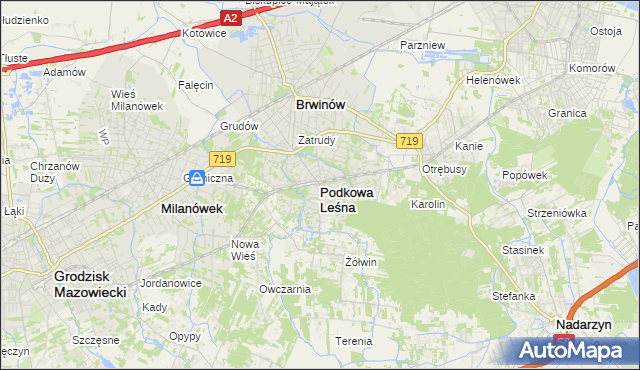mapa Podkowa Leśna, Podkowa Leśna na mapie Targeo