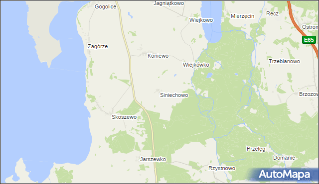 mapa Siniechowo, Siniechowo na mapie Targeo