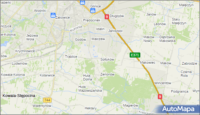 mapa Sołtyków gmina Skaryszew, Sołtyków gmina Skaryszew na mapie Targeo