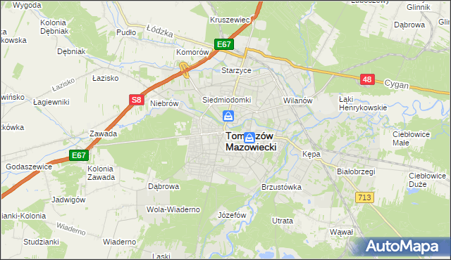 mapa Tomaszów Mazowiecki, Tomaszów Mazowiecki na mapie Targeo