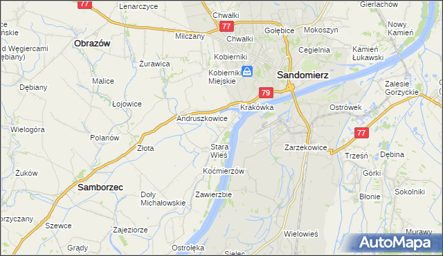 mapa Zawisełcze, Zawisełcze na mapie Targeo