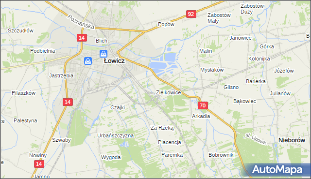 mapa Zielkowice, Zielkowice na mapie Targeo