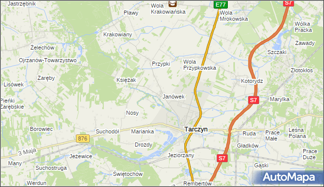 mapa Janówek gmina Tarczyn, Janówek gmina Tarczyn na mapie Targeo