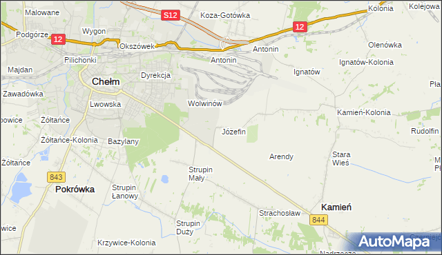 mapa Józefin gmina Kamień, Józefin gmina Kamień na mapie Targeo