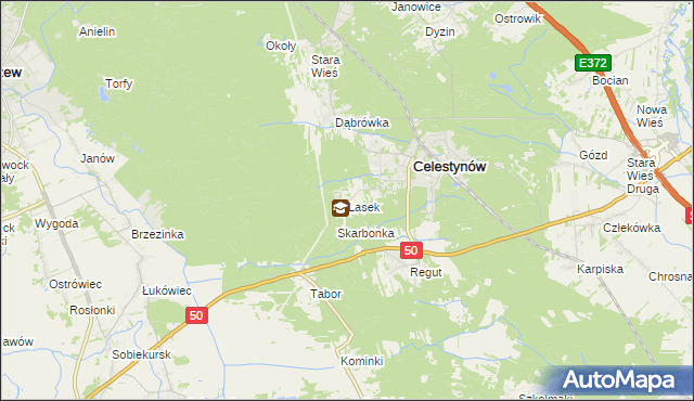 mapa Lasek gmina Celestynów, Lasek gmina Celestynów na mapie Targeo