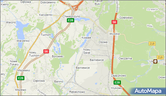 mapa Nowy Świat gmina Żukowo, Nowy Świat gmina Żukowo na mapie Targeo