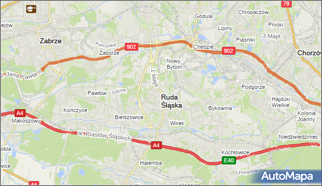mapa Rudy Śląskiej, Ruda Śląska na mapie Targeo