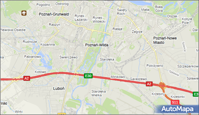 mapa Starołęka, Starołęka na mapie Targeo