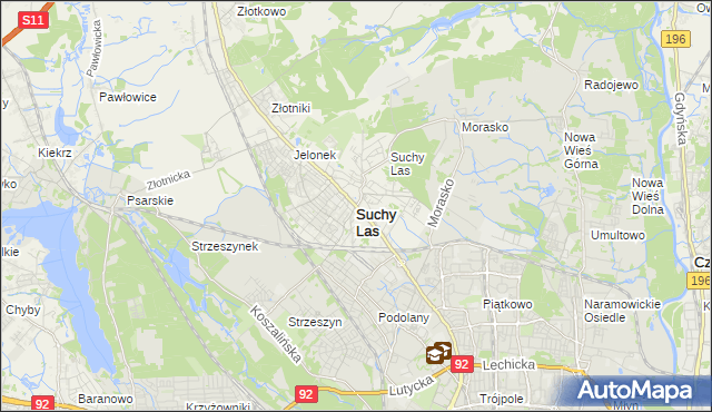 mapa Suchy Las powiat poznański, Suchy Las powiat poznański na mapie Targeo