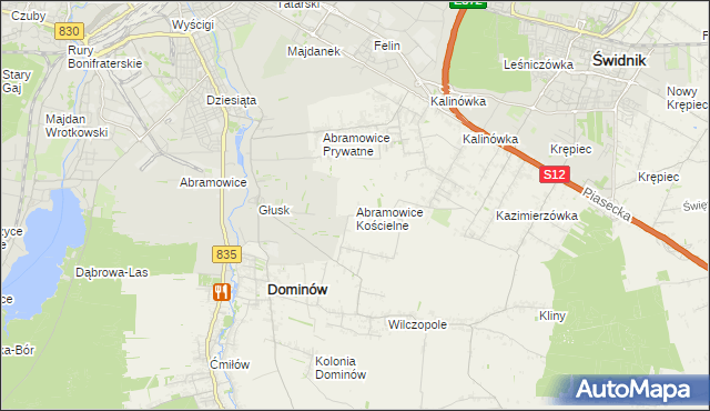 mapa Abramowice Kościelne, Abramowice Kościelne na mapie Targeo