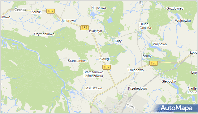 mapa Białęgi gmina Murowana Goślina, Białęgi gmina Murowana Goślina na mapie Targeo