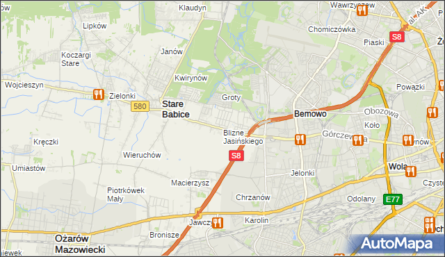 mapa Blizne Jasińskiego, Blizne Jasińskiego na mapie Targeo