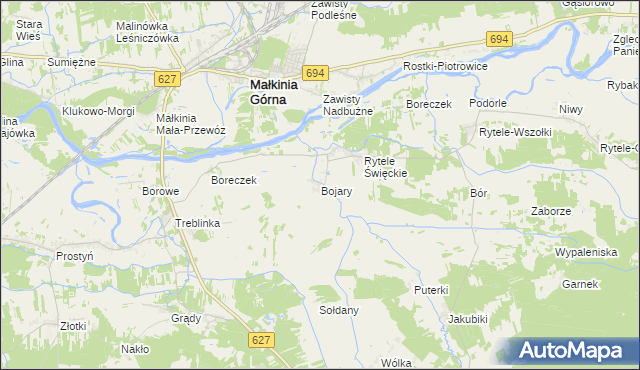 mapa Bojary gmina Kosów Lacki, Bojary gmina Kosów Lacki na mapie Targeo