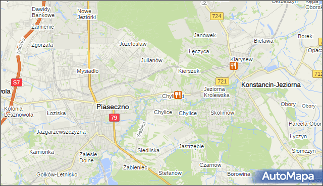 mapa Chyliczki gmina Piaseczno, Chyliczki gmina Piaseczno na mapie Targeo