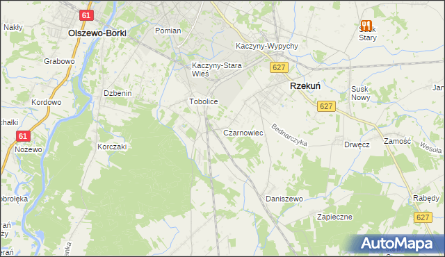 mapa Czarnowiec gmina Rzekuń, Czarnowiec gmina Rzekuń na mapie Targeo