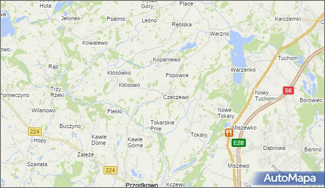 mapa Czeczewo gmina Przodkowo, Czeczewo gmina Przodkowo na mapie Targeo