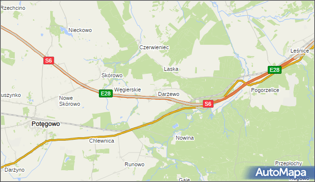 mapa Darżewo gmina Nowa Wieś Lęborska, Darżewo gmina Nowa Wieś Lęborska na mapie Targeo