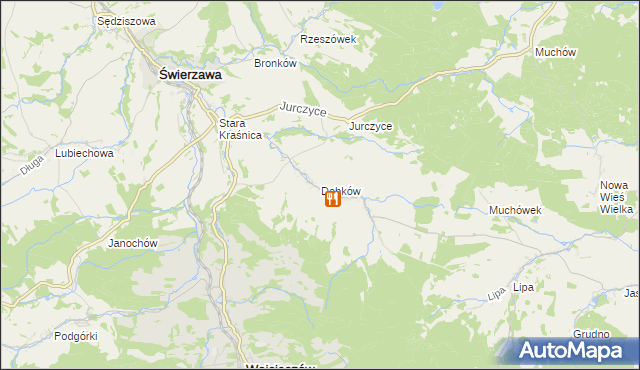 mapa Dobków gmina Świerzawa, Dobków gmina Świerzawa na mapie Targeo