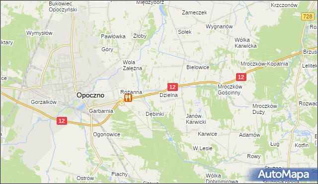 mapa Dzielna gmina Opoczno, Dzielna gmina Opoczno na mapie Targeo