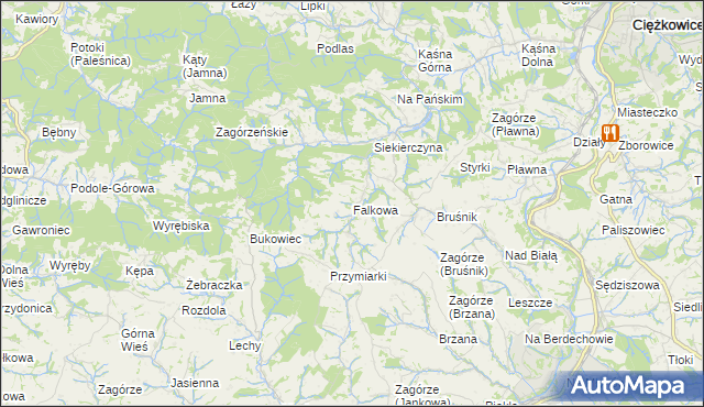 mapa Falkowa, Falkowa na mapie Targeo