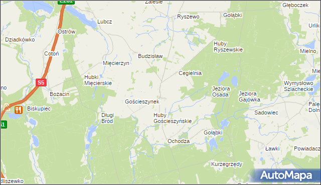 mapa Gościeszyn gmina Rogowo, Gościeszyn gmina Rogowo na mapie Targeo