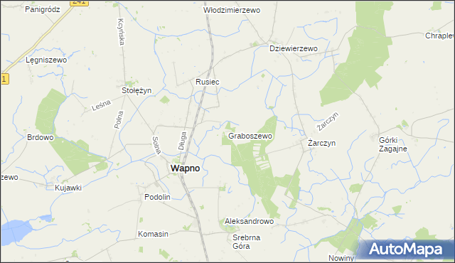 mapa Graboszewo gmina Wapno, Graboszewo gmina Wapno na mapie Targeo